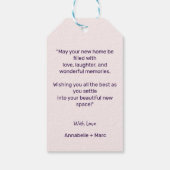 新しいホームでのミニマルおめでとう ギフトタグ (裏面)
