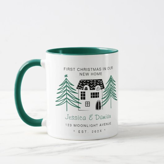新しいホームでのミニマル初めてのクリスマス2トーン マグカップ (左)