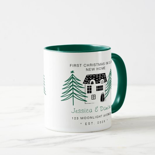 新しいホームでのミニマル初めてのクリスマス2トーン マグカップ (正面右)