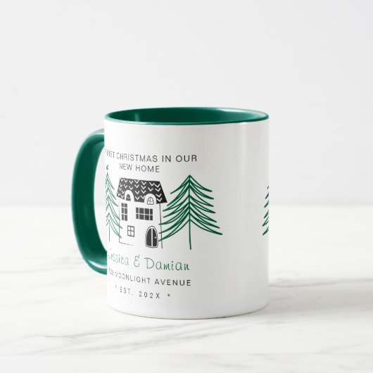新しいホームでのミニマル初めてのクリスマス2トーン マグカップ (正面左)