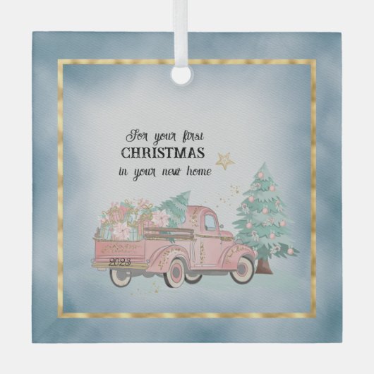 新しいホームでの初めてのクリスマスのために ガラスオーナメント (正面)