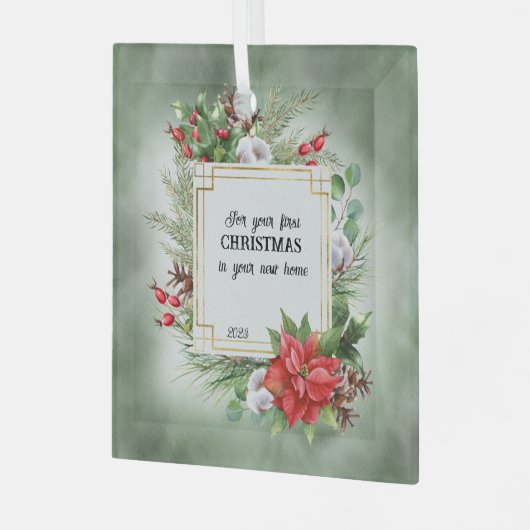 新しいホームでの初めてのクリスマスのために ガラスオーナメント (正面左)