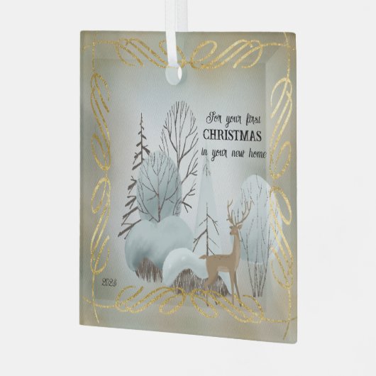 新しいホームでの初めてのクリスマスのために ガラスオーナメント (正面左)