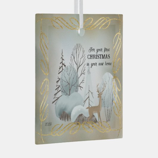 新しいホームでの初めてのクリスマスのために ガラスオーナメント (正面右)
