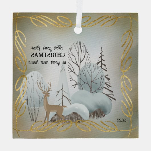 新しいホームでの初めてのクリスマスのために ガラスオーナメント (裏面)