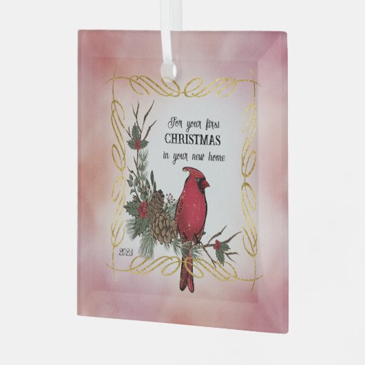 新しいホームでの初めてのクリスマスのために ガラスオーナメント (正面左)
