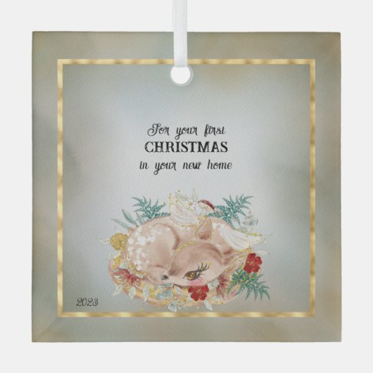 新しいホームでの初めてのクリスマスのために ガラスオーナメント (正面)