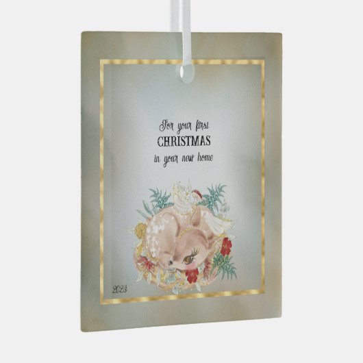 新しいホームでの初めてのクリスマスのために ガラスオーナメント (正面右)