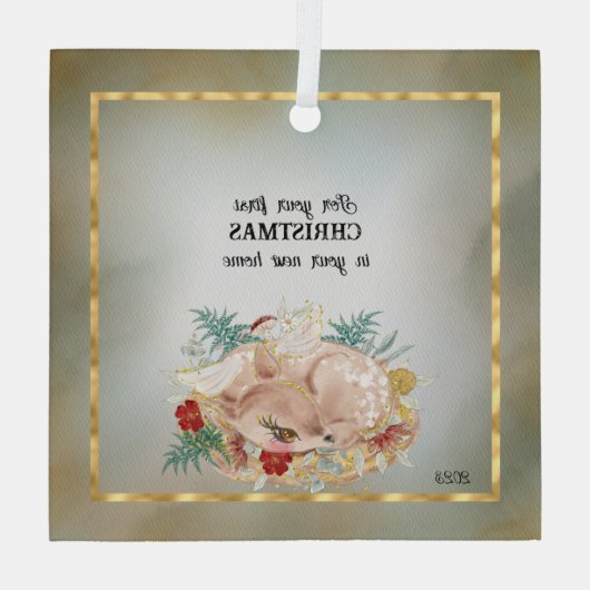 新しいホームでの初めてのクリスマスのために ガラスオーナメント (裏面)