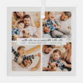 新しいホームでの初めてのクリスマスモダン4枚の写真 ガラスオーナメント (裏面)