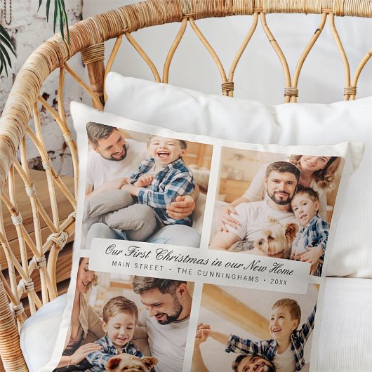 新しいホームでの初めてのクリスマスモダン4枚の写真 クッション