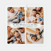 新しいホームでの初めてのクリスマスモダン4枚の写真 メタルオーナメント (裏面)