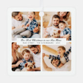 新しいホームでの初めてのクリスマスモダン4枚の写真 メタルオーナメント (正面)