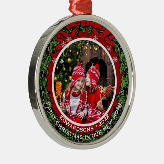新しいホームで独自の初めてのクリスマスを作成 メタルオーナメント (右)
