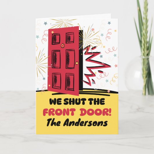 新しいホームとアドレスが玄関を閉じる カード (正面)