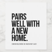 新しいホームとペア,引っ越し祝いパーティーギフト ワインラベル (シングルラベル)