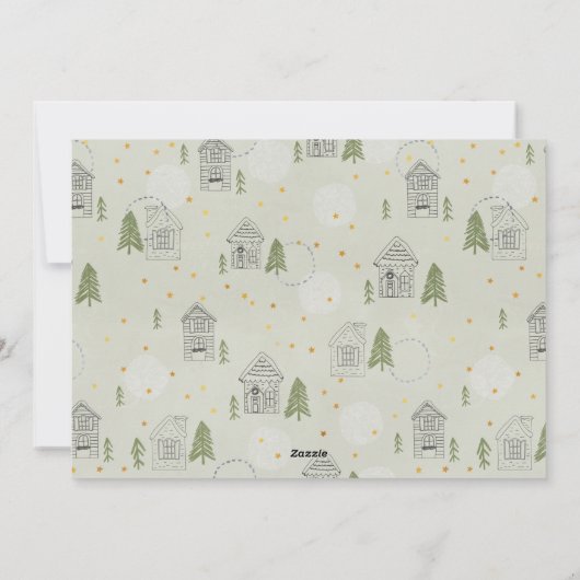 新しいホームと松の木ドードル垂直方向の写真 シーズンカード (裏面)