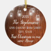 新しいホームのバック初めてのクリスマスの写真 セラミックオーナメント (正面)