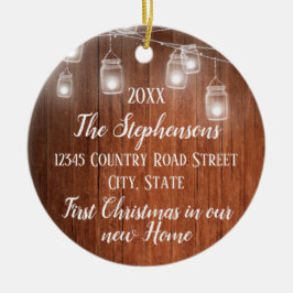 新しいホームのバック初めてのクリスマスの写真 セラミックオーナメント