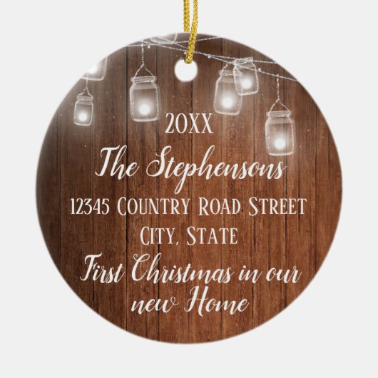 新しいホームのバック初めてのクリスマスの写真 セラミックオーナメント (正面)