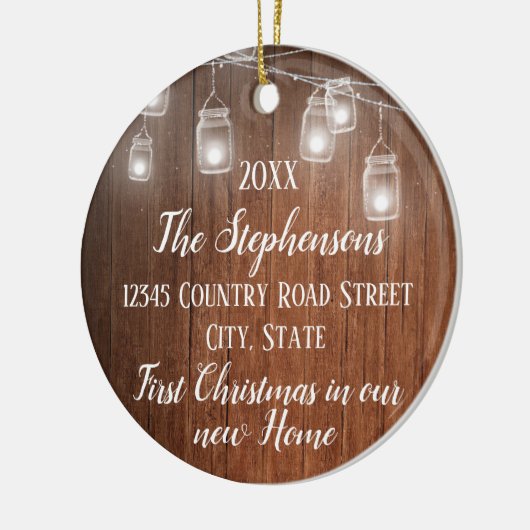 新しいホームのバック初めてのクリスマスの写真 セラミックオーナメント (左)