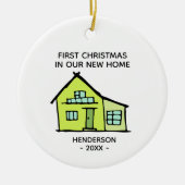 新しいホームのファミリー名初めてのクリスマス セラミックオーナメント (正面)