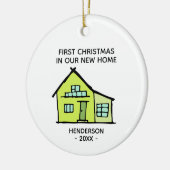 新しいホームのファミリー名初めてのクリスマス セラミックオーナメント (左)