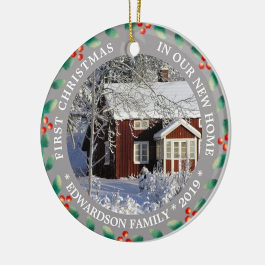 新しいホームの写真の初めてのクリスマス セラミックオーナメント (左)