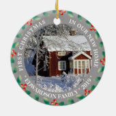 新しいホームの写真の初めてのクリスマス セラミックオーナメント (裏面)