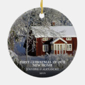新しいホームの写真の初めてのクリスマス セラミックオーナメント (裏面)