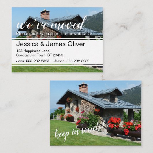 新しいホームの写真を含む引っ越しましたカード 名刺 (正面/裏面)