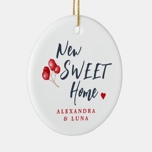 新しいホームの写真カスタムと名前の初めてのクリスマス セラミックオーナメント (右)