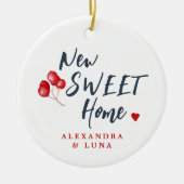 新しいホームの写真カスタムと名前の初めてのクリスマス セラミックオーナメント (正面)