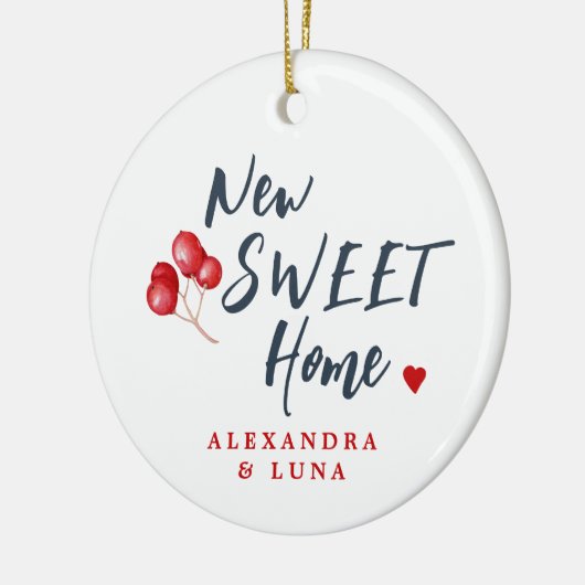 新しいホームの写真カスタムと名前の初めてのクリスマス セラミックオーナメント (左)
