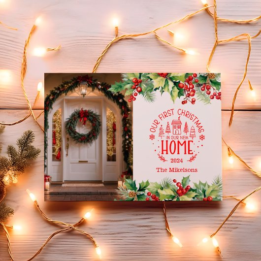 新しいホームの写真初めてのクリスマス シーズンカード