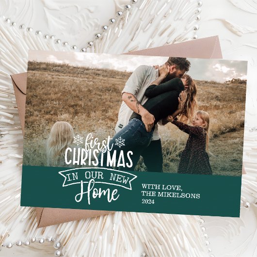 新しいホームの写真初めてのクリスマス シーズンカード