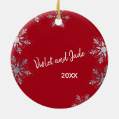 新しいホームの初めてのクリスマスと写真 – 赤 セラミックオーナメント (裏面)