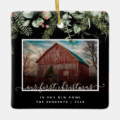 新しいホームの初めてのクリスマス2 Photo Greenery セラミックオーナメント (正面)