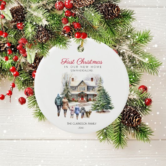 新しいホームの初めてのクリスマス |ペットと家族 セラミックオーナメント