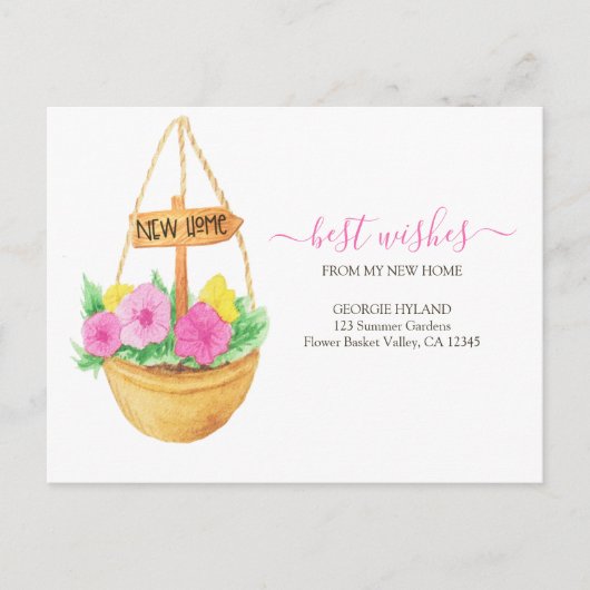 新しいホームぶら下がったのバスケットの移動発表 ポストカード (正面)