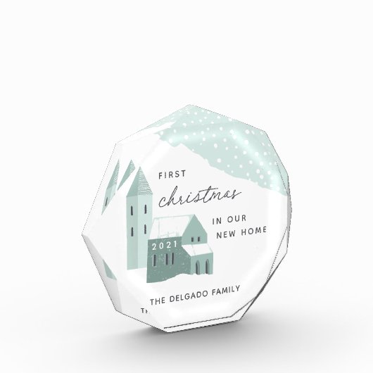 新しいホームアクリルブロックの初めてのクリスマス フォトブロック (左)