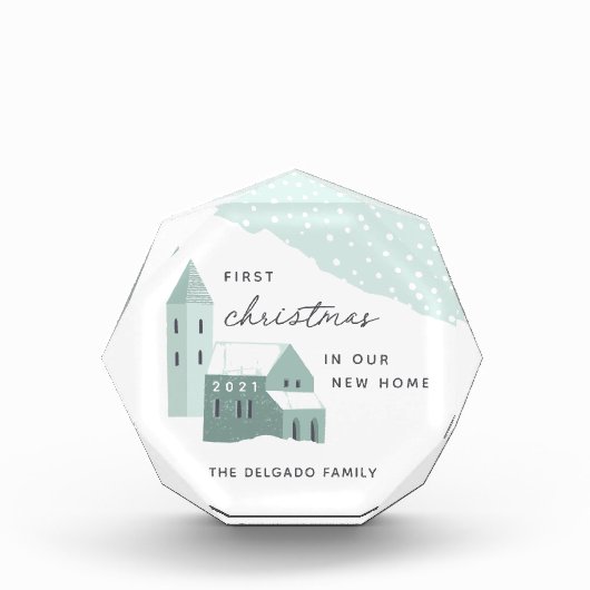 新しいホームアクリルブロックの初めてのクリスマス フォトブロック (正面)