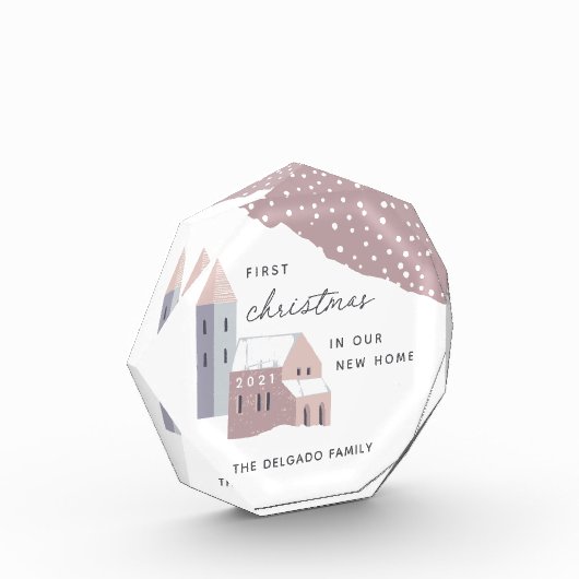 新しいホームアクリルブロックの初めてのクリスマス フォトブロック (左)