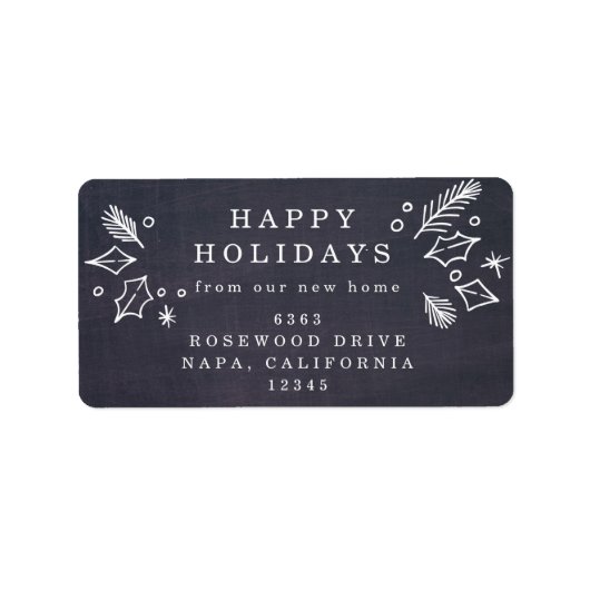 新しいホームアドレスからのChalkboardの休日 ラベル (正面)