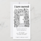 新しいホームアドレスかわいいガーデンドアツリーフリーカード セーブザデート (正面)