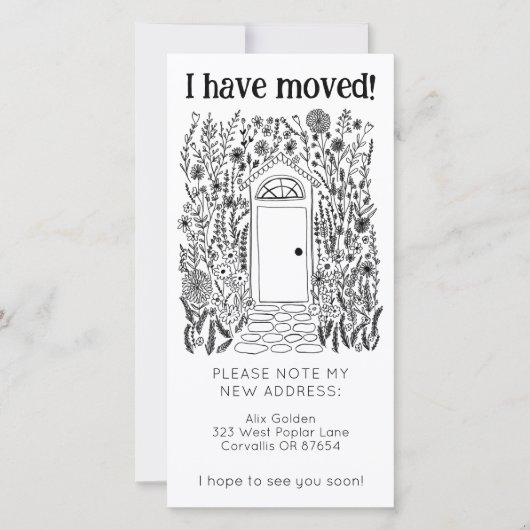 新しいホームアドレスかわいいガーデンドアツリーフリーカード セーブザデート (正面)