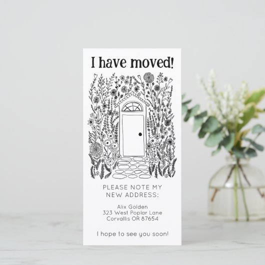 新しいホームアドレスかわいいガーデンドアツリーフリーカード セーブザデート (スタンド正面)