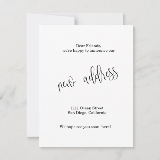 新しいホームアドレスの写真の移動のお知らせ 招待状 (裏面)