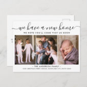 新しいホームアドレスを移動した3つの写真を移動 案内ポストカード (正面/裏面)