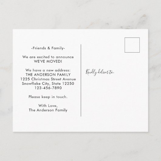 新しいホームアドレスを移動した3つの写真を移動 案内ポストカード (裏面)